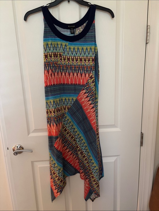 New direction Dresses & Skirts - Sleeveless Tribal Chevron Handkerchief Hem Dress - Multi